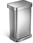 Simplehuman rechteckiger Treteimer, gebu ̈rsteter Edelstahl 45l