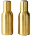 Audo Salz- Pfefferm&uuml;hle Bottle Gringer 2er Set Brushed Brass - Walnut Lid