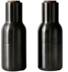 Audo Salz- Pfefferm&uuml;hle Bottle Gringer 2er Set Bronzed Brass - Walnut Lid