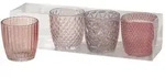 Boltze Windlicht Marilu 4er Set, &Oslash; 7,5 cm, H&ouml;he 7,5 cm, dunkelrosa, hellrosa