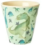 RICE Melamin Becher Dinosaurs Print, &Oslash;9 x H9cm, gr&uuml;n