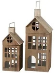 Boltze Holz Laterne Marling, 2 tlg, 40 - 58 cm