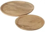 Boltze Holz Teller Tablett Maino 2-teilig, H2,5/&Oslash;26-35 cm, natur