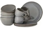 Bloomingville Sandrine Fr&uuml;hst&uuml;ck Set, Geschirr-Set, 12-teilig, grau