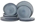 Bloomingville Sandrine Geschirrset aus Steingut, 4x3 Teile, blau