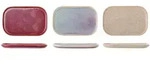 Bloomingville Addison Teller 3er-Set Gr&uuml;n Steingut, Rose - 22,5 x 14,5 x 1,5 cm