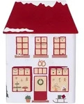 IB Laursen Keksdose Weihnachtshaus B&auml;ckerei aus Metall, Wei&szlig;/Rot - 10 x 9,7 x...