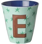 RICE Melamin Buchstabenbecher Stars mit Sternen, E