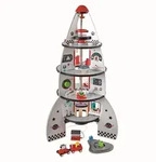 Hape Raumschiff Spielset aus Holz 74 cm - 20 Teile, mehrfarbig, abnehmbare Spitze,