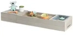Sandkasten 150 x 45 x 20 cm holzfarben FSC-Zypressenholz, 2 Kunststoffbecken, Fleece,
