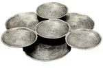 Dekoschale Silber 44 cm rund aus Aluminium &ndash; handgefertigte Obstschale