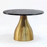 Couchtisch Marmor Schwarz Rund 60 cm mit Alu-Gestell Gold Wohnling