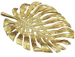 Dekoschale Monstera Gold 36 cm &ndash; Handmade Schmuckschale aus Aluminium