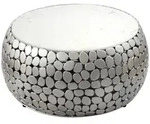 Couchtisch rund 66 cm mit Marmorplatte und Alugestell in Silber - Silbern