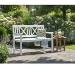 Wei&szlig;e Gartenbank MALM&Ouml; 2-sitzig Eukalyptus-Holz mit Armlehnen