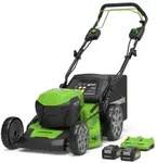 Greenworks POWERALL 48V (24V x 2) Rasenm&auml;her 46cm mit Radantrieb - 2x 4Ah Akkus