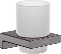 Hansgrohe AddStoris - Zahnputzbecher mit Halter mit Halter, Glas matt/Chrom...