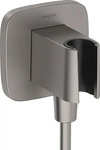 Hansgrohe Fixfit - Wandanschlussbogen mit Brausehalter, schwarz Chrom geb&uuml;rstet