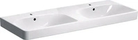 Geberit Smyle Square - Doppelwaschtisch 120x48 cm, mit &Uuml;berlauf, 2 Hahnl&ouml;cher,