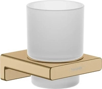 Hansgrohe AddStoris - Zahnputzbecher mit Halter mit Halter, Glas matt/Bronze
