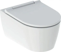 Geberit ONE - Wand-WC mit SoftClose-Sitz, TurboFlush, wei&szlig; matt/chrom gl&auml;nzend