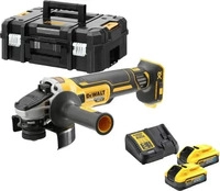 DeWALT - Akku-Winkelschleifer, 18V, 125 mm, 2x 5,0 Ah Akkus POWERSTACK, Ladeger&auml;t