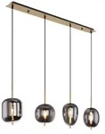 Globo 15345-4MM Pendelleuchte Blacky I 4x40W | E14 - schwarz, messing, rauch