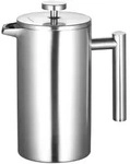 Thermo-Kaffeebereiter, French-Press, Edelstahl, doppelwandig, 1 Liter