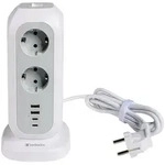 Steckdosen-Turm mit 11x 230 V, 2x USB-C, 2x USB-A, 2 m Kabel, weiss