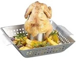 BBQ-H&auml;hnchen-Griller mit Aroma-Beh&auml;lter f&uuml;r ganze H&auml;hnchen
