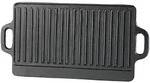 Gusseiserne Wende-Grillplatte f&uuml;r Ofen, Herd und Grill, 40 x 20,5 cm