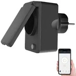 Smarte WLAN-Outdoor-Steckdose, Energiekostenmesser, 16A, IP44, schwarz