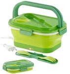 Faltbare elektrische Thermo-Lunchbox mit Multifunktions-Besteck, 0,8 l