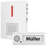 Funk-T&uuml;rklingel mit Licht- & Ton-Signal, 100 m Reichweite, IPX4, wei&szlig;