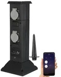 4-fach-WLAN-Outdoor-Steckdosen-S&auml;ule, App, Sprachsteuerung, 16 A, IP44