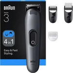 BRAUN All-in-One Series 3, 4-in-1 Groomingset "AIO3500" ultrascharfe Klinge grau