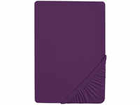 Biberna Premium Jersey-Elasthan Spannbettlaken (180 - 200 x 200 cm, violett)...
