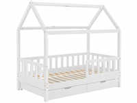 Juskys Kinderbett Marli_STR_OS (200 x 90 cm, weiß mit Bettkasten) 90 x 200 cm