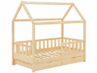 Juskys Kinderbett Marli_STR_OS (200 x 90 cm, natur mit Bettkasten) 90 x 200 cm