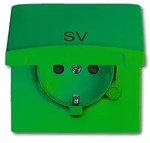 SCHUKO&reg; Steckdosen-Einsatz mit Klappdeckel, Aufdruck SV (gr&uuml;n)