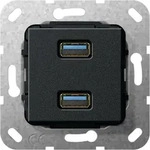 Gira Einsatz USB 3.0 Typ A 2fach Kabelpeitsche (schwarz, matt)