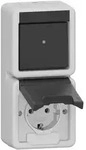Gira IP 44 Kombination Wippschalter/SCHUKO-Steckdose - senkrecht (grau)