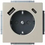 Busch-Jaeger SCHUKO&reg; USB-Steckdosen-Einsatz -Safety+ mit USB A/C (Edelstahl)