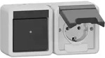 Gira IP 44 Kombination Wippschalter/SCHUKO-Steckdose - waagerecht (grau)