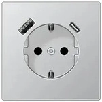 JungSCHUKO-Steckdose mit USB-Ladeger&auml;t Typ C+A (Aluminium)