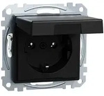 Merten SCHUKO-Steckdosemit Klappdeckel, System M, schwarz matt (lackiert)