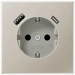 JungSCHUKO-Steckdose mit USB-Ladeger&auml;t Typ C+A, SAFETY+ (Edelstahl)