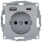 Berker SCHUKO-Steckdosemit USB Typ A und USB Typ C, 20W PD (alu, matt)