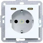 Hager Steckdose SCHUKO mit USB Typ C 2fach PD, 20W, A.x/C.x, lichtwei&szlig;...