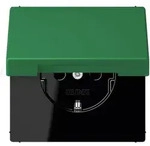 SCHUKO&reg; Steckdose mit Klappdeckel (vert fonce)